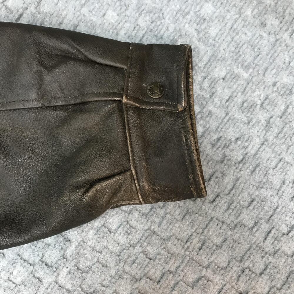 Austin Clothing Co Leather Jacket Mens XL Brown Zip Bomber Pig Nappa Quilted - Picture 4 of 16